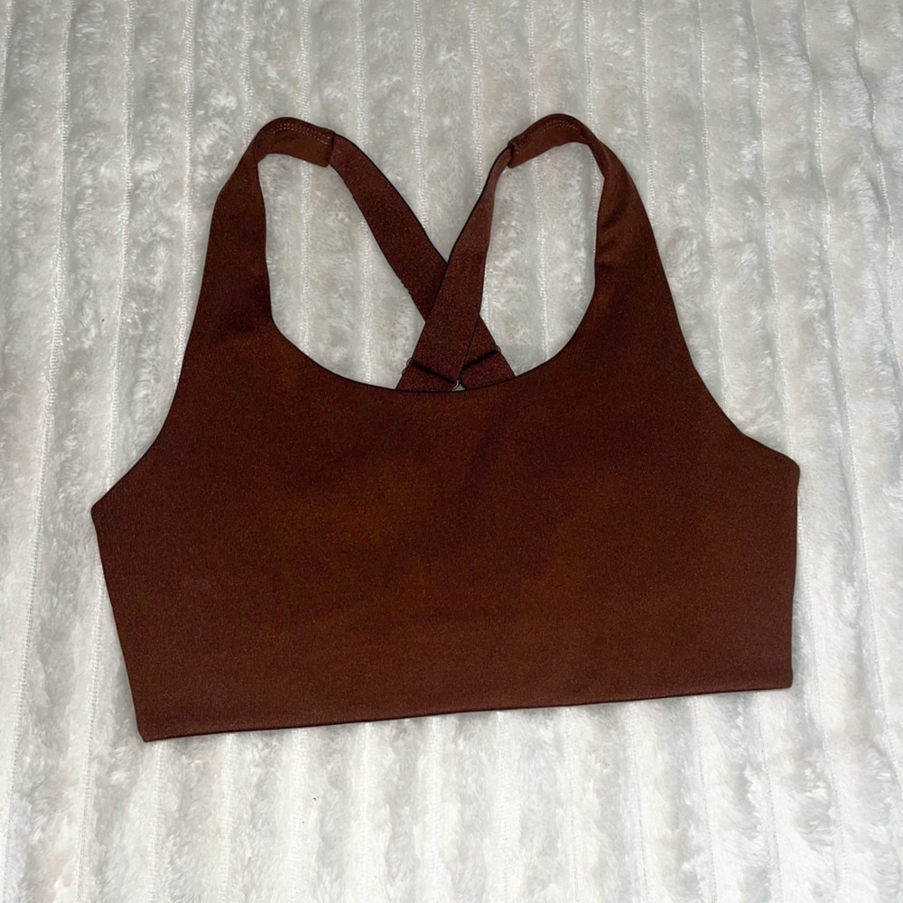 Girlfriend Collective Simone High Support Sports Bra in Earth (Brown) Small